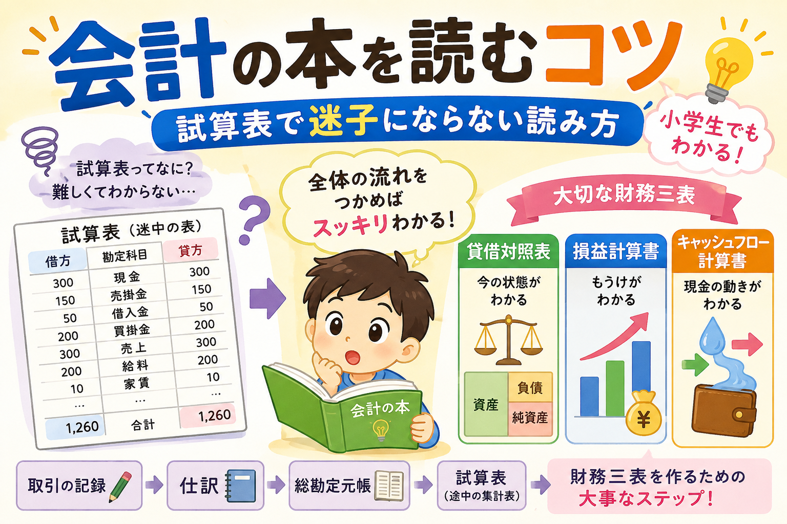 会計の本を読むコツ｜「試算表」で迷子にならないためのやさしい読み方